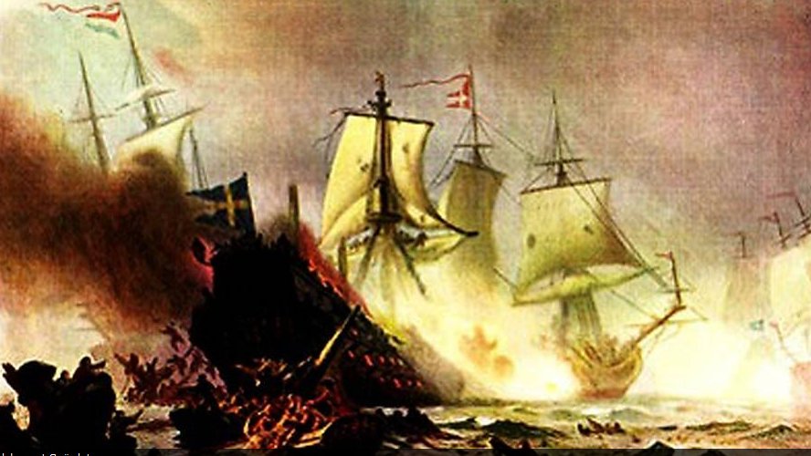 Admiral Claes Uggla, was surrounded and his flagship The Sword (Svärdet) battered in a drawn-out artillery duel, then set ablaze by a fire ship. Uggla drowned while escaping the burning ship, and with the loss of a second supreme commander, the rest of the Swedish fleet fled in disorder.
