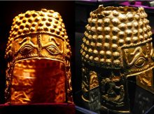 Dacian gold helmet from Poiana Cotofenesti (Prahova County). Photo credits: National History Museum Bucharest via Carpathianland/Flickr