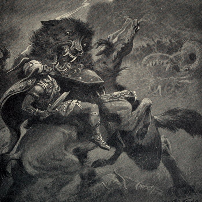 Fenrir was a gigantic monter-wolf; he was so huge that his jaw stretched from the earth to the sky. He was considered the wildest expression of nature.