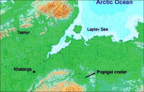 Location of the Popigai crater.