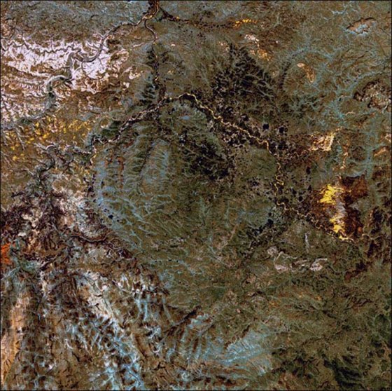 Popigai crater as seen from space.