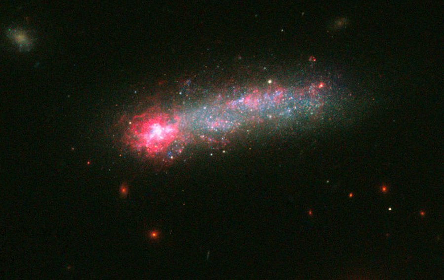 A new image from NASA/ESA Hubble Space Telescope shows an eruption of star-births in the galaxy Kiso 5639, forming a rare "tadpole" galaxy. NMASA/ESA/Hubble