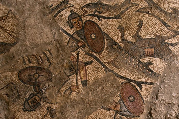 Bible scenes on ancient mosaic floor