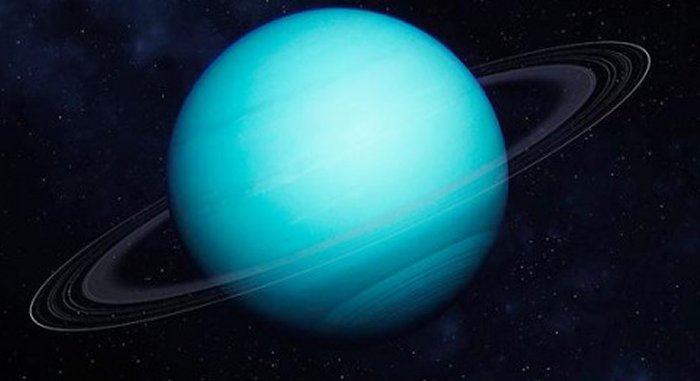 Uranus - four times Earth's size and a mass fifteen times greater.