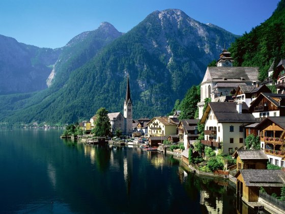 A wonderful view of the Hallstatt village in Austria.