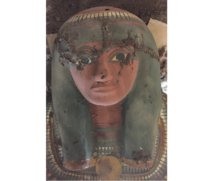 The face of the cartonnage mummy. Credits:: Egypt Antiquities Department