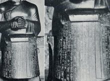 Statue of Gudea, the ruling prince, or king-priest, of the city of Lagash, carved in diorite. Credits: Louvre Museum, Paris