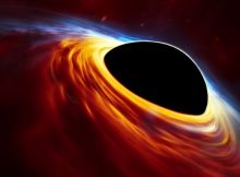 Supermassive black hole with torn-apart star (artist’s impression)