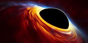 Supermassive black hole with torn-apart star (artist’s impression)