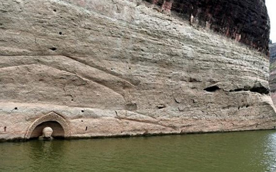 Buddha statue emerged from water