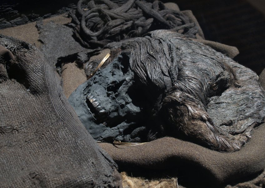 ((( Skrydstrup Woman was discovered in Denmark in 1935. She is one of the best preserved Bronze Age bodies in Denmark, alongside Egtved Girl, who was discovered close by. Both women are now known to have travelled across Europe to reach Denmark. (Photo: The National Museum of Denmark