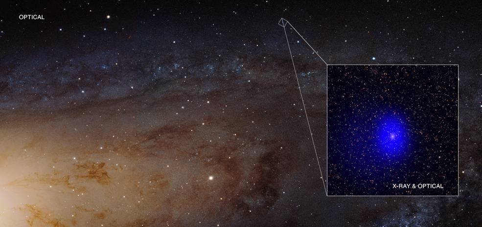 X-ray source J0045+41. Credits: X-ray: NASA/CXC/University of Washington/T. Dorn-Wallenstein et al.; Optical: NASA, ESA, J. Dalcanton et. al. and R. Gendler