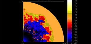 This simulation shows how bubbles form over the course of 4.7 million years from the intense stellar winds off a massive star. UChicago scientists postulated how our own solar system could have formed in the dense shell of such a bubble. Courtesy ofV. Dwarkadas & D. Rosenberg