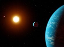 Artist’s visualization of the K2-138 system, the first multi-planet system discovered by citizen scientists. The central star is slightly smaller and cooler than our sun. The five known planets are all between the size of Earth and Neptune; planet b may potentially be rocky, but planets c, d, e, and f likely contain large amounts of ice and gas. All five planets have orbital periods shorter than 13 days and are all incredibly hot, ranging from 800 to 1800 degrees Fahrenheit. Credit: NASA/JPL-Caltech/R. Hurt (IPAC)