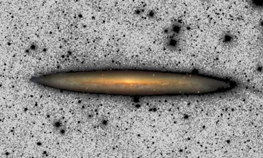 A composite image of NGC 5907 used in the new study. Credit: C. M. Lombilla / IAC
