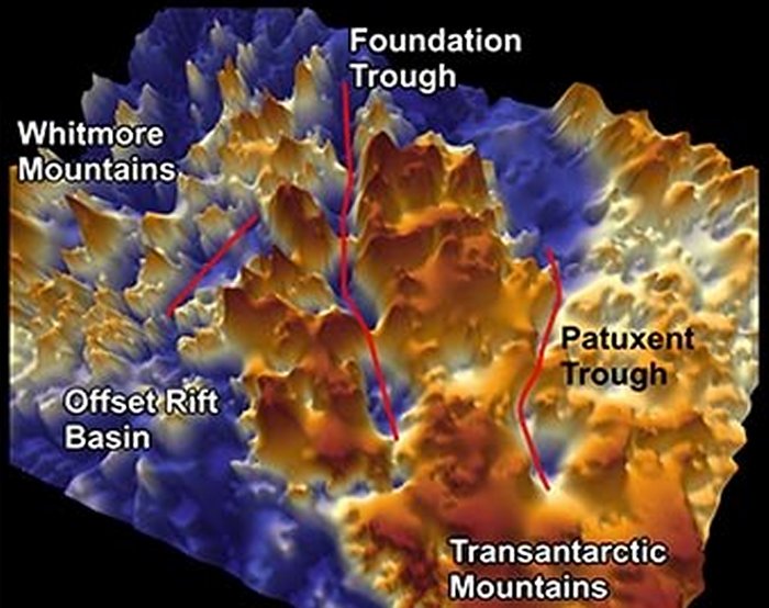 The largest valley, known as the Foundation Trough, is more than 350km long and 35km wide. University of Northumbria at Newcastle