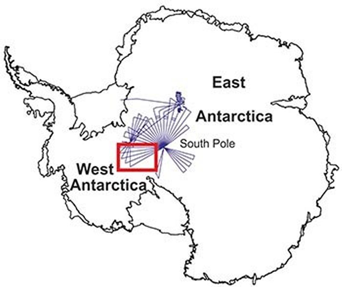 The data reveals the topography which controls how quickly ice flows between the East and West Antarctic ice sheets.