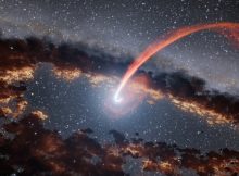 Infrared echoes of a black hole eating a star. Image credit: NASA