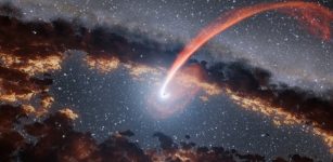 Infrared echoes of a black hole eating a star. Image credit: NASA