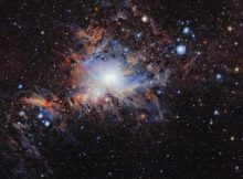 This image from the VISTA infrared survey telescope at ESO’s Paranal Observatory in northern Chile is part of the largest infrared high-resolution mosaic of Orion ever created. It covers the Orion A molecular cloud, the nearest known massive star factory, lying about 1350 light-years from Earth, and reveals many young stars and other objects normally buried deep inside the dusty clouds. Credit: ESO/VISION survey