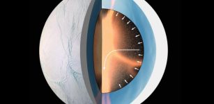 Cassini discovered complex organic molecules erupting from Enceladus into space. Southwest Research Institute scientists think hydrothermal processes in the moon’s rocky core could synthesize organics from inorganic precursors. Alternatively, these processes could be transforming preexisting organics by heating, or they could generate geochemical conditions in the ocean of Enceladus that would allow possible forms of alien life to synthesize biological molecules. Credit: Image Courtesy of NASA/JPL-Caltech/Space Science Institute/LPG-CNRS/Nantes-Angers/ESA