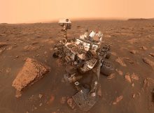 A self-portrait of NASA's Curiosity rover taken on Sol 2082 (June 15, 2018). A Martian dust storm has reduced sunlight and visibility at the rover's location in Gale Crater. Credits: NASA/JPL-Caltech