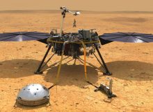 This artist's concept depicts NASA's InSight lander after it has deployed its instruments on the Martian surface. A version of the illustration depicts the smooth, flat ground that dominates InSight’s landing ellipse in the Elysium Planitia region of Mars. Credit NASA/JPL-Caltech