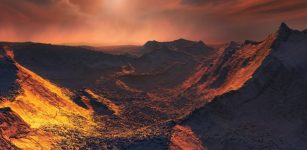 The nearest single star to the Sun hosts an exoplanet at least 3.2 times as massive as Earth — a so-called super-Earth. Data from a worldwide array of telescopes, including ESO’s planet-hunting HARPS instrument, have revealed this frozen, dimly lit world. The newly discovered planet is the second-closest known exoplanet to the Earth and orbits the fastest moving star in the night sky. This image shows an artist’s impression of the planet’s surface. Credit: ESO/M. Kornmesser