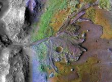 Chemical Alteration by Water, Jezero Crater Delta: On ancient Mars, water carved channels and transported sediments to form fans and deltas within lake basins. Credit: NASA/JPL-Caltech/MSSS/JHU-APL