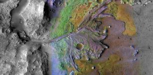 Chemical Alteration by Water, Jezero Crater Delta: On ancient Mars, water carved channels and transported sediments to form fans and deltas within lake basins. Credit: NASA/JPL-Caltech/MSSS/JHU-APL