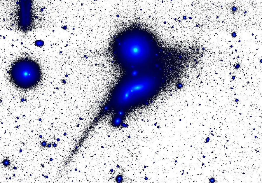 The core of Hickson's Compact Group 98 consists of the two "smudges" at the centre of the image. Each is a galaxy much like our own Milky Way. The point between them is a foreground star as are other circular features in the image. The tadpole structure covers the central galaxy pair and was formed when the pair demolished a much smaller galaxy. The image was processed from the collection of the Stripe 82 project of the Instituto de Astrofisica de Canarias. Credit: N. Brosch / Tel Aviv University