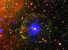 Pulsar encased in supernova bubble. Image credit: ESA/XMM-Newton/ L. Oskinova/M. Guerrero; CTIO/R. Gruendl/Y.H. Chu