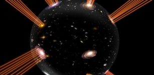 Scientists propose a new model with dark energy and our Universe riding on an expanding bubble in an extra dimension. The whole Universe is accommodated on the edge of this expanding bubble.