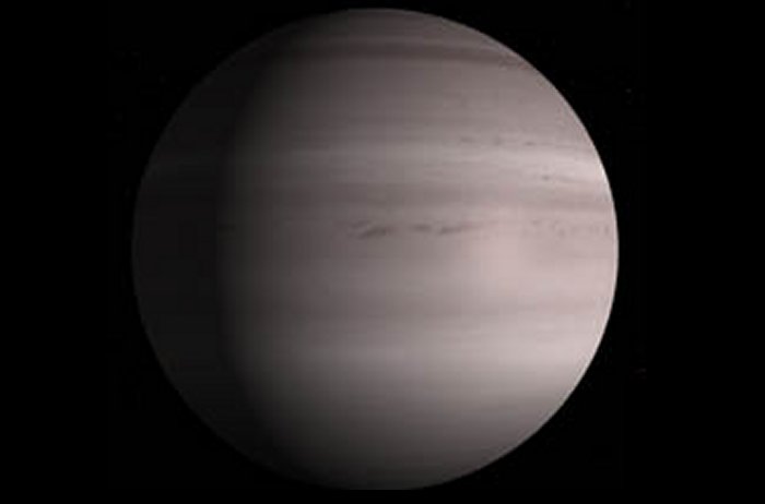 An artist's conception of K2-22b, an exoplanet slightly smaller in size than Neptune. Observations suggest that this exoplanet is in disintegrating, and has debris in a trailing and leading dust tails. NASA