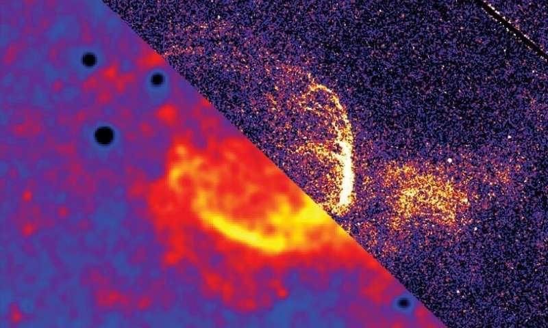 A composite image of Liverpool Telescope data (bottom left) and Hubble Space Telescope data (top right) of the nova super-remnant.M31N 2008-12a is in the centre. Image Credit: Matt Darnley, LJMU