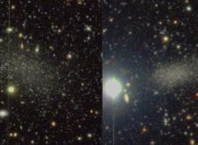 Color images of the two recently discovered satellite galaxies around M94. The images were taken with Hyper Suprime-Cam on the Subaru telescope, located at nearly 14,000 ft above sea level on the summit of Mauna Kea in Hawaii. Image credit: Smercina et al. 2018