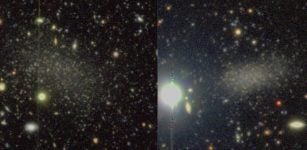 Color images of the two recently discovered satellite galaxies around M94. The images were taken with Hyper Suprime-Cam on the Subaru telescope, located at nearly 14,000 ft above sea level on the summit of Mauna Kea in Hawaii. Image credit: Smercina et al. 2018