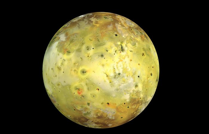 Jupiter's Moon Io by NASA's Galileo spacecraft. NASA / JPL / University of Arizona - http://photojournal.jpl.nasa.gov/catalog/PIA02308