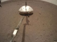 In February, NASA’s InSight deployed in its wind and thermal shield, which covers the lander's seismometer. Image credit: NASA/JPL-Caltech