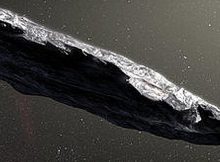 Artist’s concept of ‘Oumuamua. Image credit: ESO/M. Kornmesser