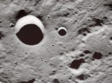 This oblique view of the moon's surface photographed by the Apollo 10 astronauts in May 1969. (NASA photo)