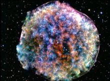 A new image of the Tycho supernova remnant from Chanda shows a pattern of bright clumps and fainter holes in the X-ray data.