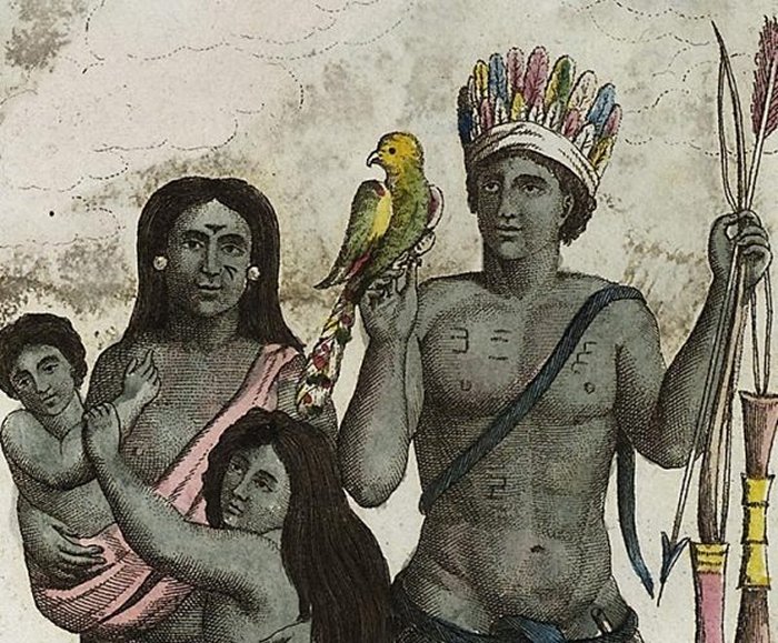 Caribs hailed from the Northwest Amazon, and archaeologists long believed they never expanded north of the Lesser Antilles. Detail from a painting by John Gabriel Stedman.