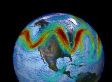The jet stream that circles Earth's north pole travels west to east. But when the jet stream interacts with a Rossby wave, as shown here, the winds can wander far north and south, bringing frigid air to normally mild southern states. Credit: NASA/GSFC