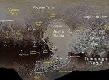 This map, stitched together from images and data gathered by NASA's New Horizons spacecraft in 2015, shows the names of features on Pluto's surface. Credits: NASA/JHUAPL/SwRI/Ross Beyer