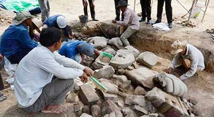 Buddha Statues With Broken Arms, Legs And Without Heads Unearthed In Angkor Wat, Cambodia