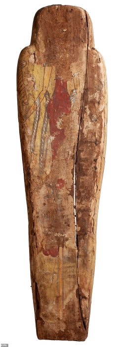 The underside of the coffin, which is slightly less well preserved, also shows a portrait of Amentet. Credit: PA