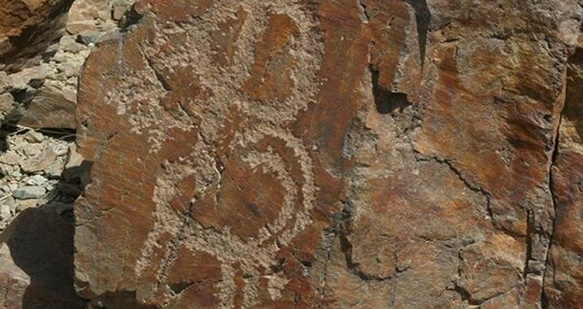 Prehistoric rock drawings near Natanz in central Iran.
