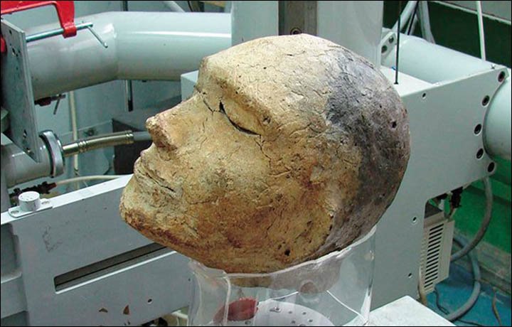 Mystery Of Unique 2,100-Year-Old Human Clay Head With A Ram's Skull Inside