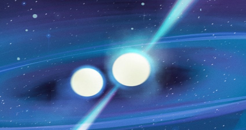 Artist's Impression of the Newly Discovered Pulsar PSR J1913+1102. (Image: Arecibo Observatory/University of Central Florida - William Gonzalez and Andy Torres.